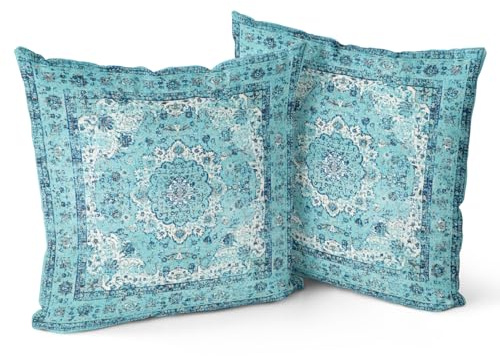 Snylcce Lot de 2 Housses de Coussin Boho Ciel Profond Design Antique et Vintage, Motif Double Face - 40x40 cm Housses de Coussin Souples pour canapé de Jardin, canapé, lit