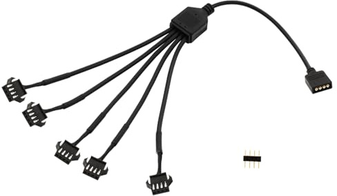 LANMINGLEL Cable divisor RGB de 4 pines 12 V bus de 4 pines a SM 4 pines bus RGB extensión cable de alimentación PC RGB cables para ventilador de computadora placa base tira de LED (F 1 a 5, 1)