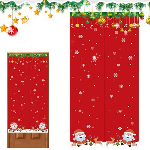 Tende natalizie per porte scorrevoli in vetro, tende natalizie per porte, tende termiche magnetiche, copertura per porta spessa, 94 x 203 cm, coperta con schermo