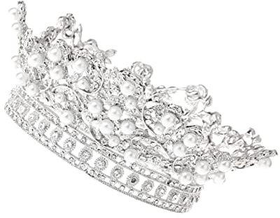HAODUOO Hochzeits-Kopfschmuck for die Braut, koreanischer Haarschmuck, Kopfbedeckung, Krone, Tiaras for Frauen, Kronen for Frauen, Hochzeits-Tiaras, Silber, luxuriöser Hochzeits-Haarschmuck