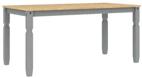 Esstisch Corona Grau 160x80x75 cm Massivholz Kiefer Konferenztisch Bartisch Küchentisch Klein Kleiner Tisch für Balkon Küche Speisesaal Garten
