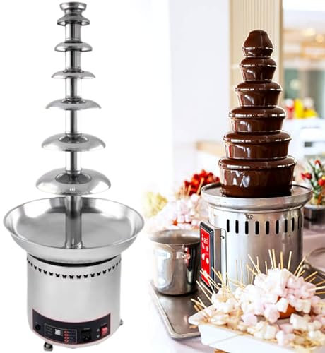 GESAIDES Fontaine à Chocolat, Fontaine à Fondue au Chocolat, pour Fête, Anniversaire, Mariage, Chocolat, Nachos, Fromage, Sauce Barbecue, liqueurs,7tiers