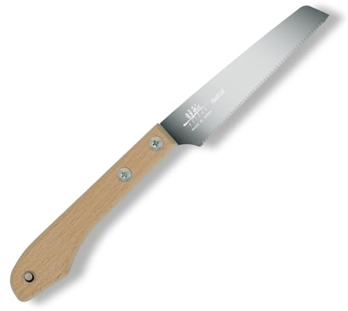 SUIZAN Petite Scie à Main 120mm Lame à Araser - Égoïne Japonaise Compacte à Traction Simple Tranchant Outil de Coupe à Ras Menuiserie