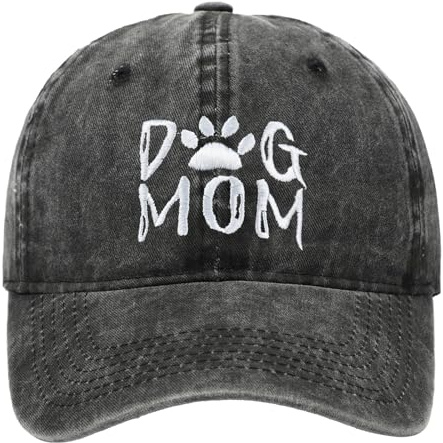 Generisch Cap Ohne Verschluss Baseballkappe mit Aufschrift „Dog Mom“ Bestickt gewaschen verstellbar für den Außenbereich Sonnenhut für Damen Fahrrad Cap Herren Retro