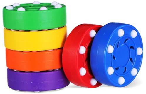 Abaodam 6piezas Tejos De Hockey sobre Hielo para Entrenamiento Discos De Roller Hockey De Colores para Práctica Interiores y Exteriores Herramientas De Manejo De Stick