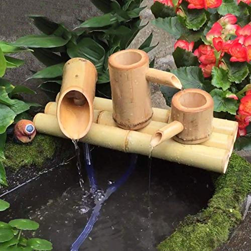 DSeenLeap Garden decoration, Garden Fountain, Bamboo Garden Water Fountain Zen Bamboo Fountain with Pump,Versatile Indoor/Outdoor Fountain (Length 45cm)