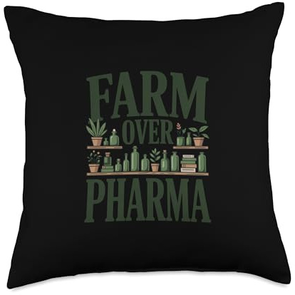 Farm Over Pharma Herbal Plants Books Jars Throw Pillow