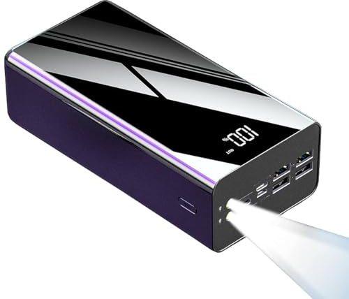 Power Bank 50,000Mah, External Battery Pack Powerbank with LCD Display & Flashlight, 4 Outputs & 3 Inputs Portable Charger for Smartphones Tablets And More,50000mAh