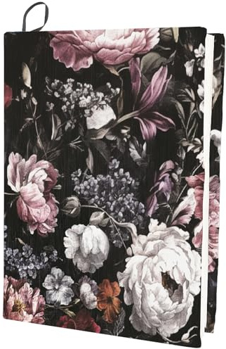 craspire Bucheinband Mit Blumenmuster Vintage Dunkles Blumenmuster Retro Elastische Buchhülle Bis Zu Verstellbar Wiederverwendbar Waschbar Stoff Notizbuchschutz Für Taschenbücher Und Hardcover