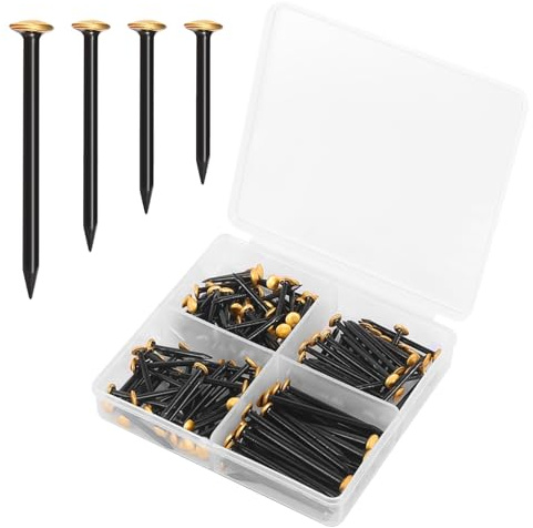 150 Stück Bildernägel 20/25/30/40mm Betonnägel Rostfreie Stahlnägel mit goldfarbenem Kopf Nägel Bilder Aufhängen Nägel für Betonwände