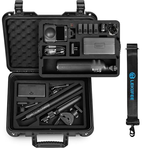Lekufee Vattentät Hardcase för DJI Osmo 360, Adventure Combo, Batteri, Osmo Selfie Stick, DJI Mic 3/2/Mic Mini, Laddningsfodral, Fler Tillbehör (Endast Fodral)
