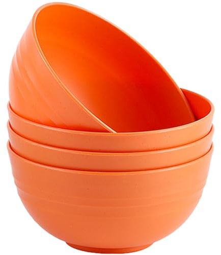 LIVELYPET Juego de 4 cuencos irrompibles para cereales, ensaladeras de plástico, aptas para lavavajillas y microondas, cuencos ligeros y reutilizables para sopa de fideos de arroz, aperitivos