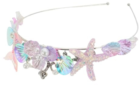 FRCOLOR Meerjungfrau Haarschmuck Haarreif mit Muscheln und Strass Glitzerndes Diadem für Mädchen Eleganter Kopfschmuck für Halloween Kostüm Karneval Party und Fotoshootings