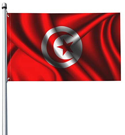 Drapeau De La Tunisie Drapeau De Jardin Colorée Bannière Durable Drapeaux De Jardin Pour Extérieure Balcon Porche 90X150Cm