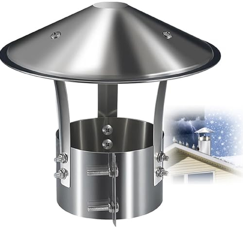 201 Stainless Steel Chimney Cover, Cone Top Roof Vent Cap, Adjustable Chimney Rain Caps, Furnace Vent, Stove Pipe Cap for Flue(125mm(5in))