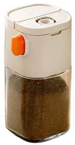 Bottiglia per spezie - Contenitore dosatore preciso con ugello a doppio beccuccio | Dispenser per spezie in trasparente con chiusura a pressione | Saliera dosaggio 0,5 g, sigillata per cucina, p