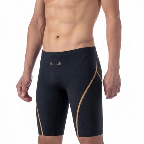 MY KILOMETRE Men's Swim Jammer Hydrophobic Woven Fabric Compression Swimwear Chlorine Resistant for Training Racing