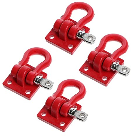 Stineng 2X MetallkletteranhäNger Abschlepphaken Haken Schnalle, Winde SchäKel ZubehöR für RC Crawler Truck im MaßStab 1:10 D90 SCX10 Kletterauto, Rot