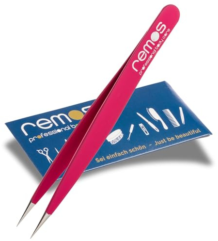 REMOS Splitterpinzette - Edelstahl [INOX] rostfrei 9.5 cm - feine Spitze fuxia