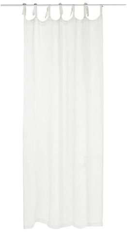 Loberon Gardine Bisbee, Creme | Schlichtes Design, Lichtdurchlässig, Befestigung durch Bindebänder, Vorhang, Sichschutz, Fensterdekoration, Leinen