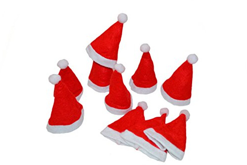 Helmecke & Hoffmann * 10 Mini-Deko-Weihnachtsmannmützen Weihnachtsmützen Weihnachtsdeko Adventdeko ca. 12 cm hoch