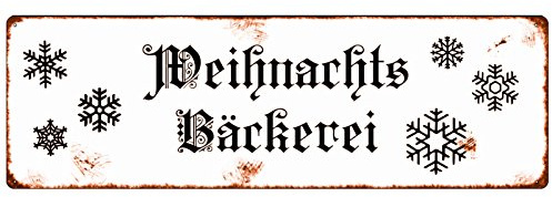 Metallschild Schild Shabby Vintage Blechschild Weihnachtsbäckerei Winter Weihnachtszeit Advent Deko