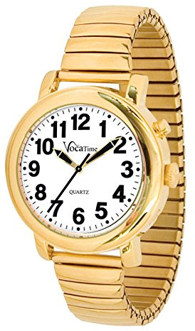 VocaTime Mens Gold Tone Talking Watch - Gold Tone Expansion Band