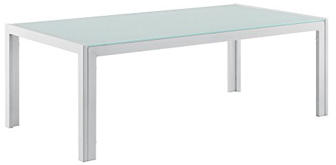 casa.pro Gartentisch 'Lerum' 100 x 50 x 35cm Glastisch Couchtisch Outdoor Garten Gestell aus Eisen Weiß