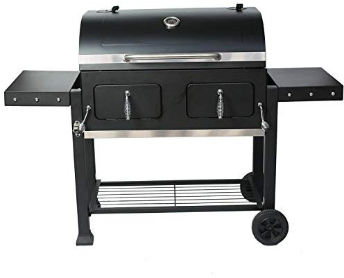 Landmann 11515 stor kolgrill BBQ gjutjärnsgrill med lock justerbar hopfällbar fyrkantig grill