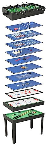 vidaXL Multigame Spieletisch 15-in-1 Tischfußball Kicker Billard Hockey Spieltisch Tischtennis Multifunktion Spiele 121x61x82cm Schwarz
