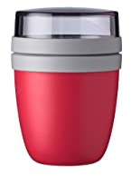 Mepal Müslibecher to go, Klein, praktischer Joghurtbecher to go - Unterteilung für Joghurt & Müsli - Geeignet für Gefrierschrank, Mikrowelle & Spülmaschine - 300 ml + 120 ml - Nordic Red