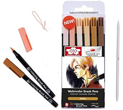 Manga Sakura Koi Coloring Brush Pen 6 Toneladas Retrato de Stylo de Brosse. Plumas de Pincel de Acuarela. Made in Japan