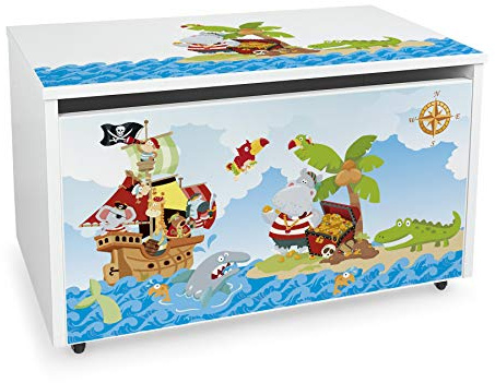 Leomark Holzspielzeugkiste auf Rädern, Spielzeugkiste aus Holz