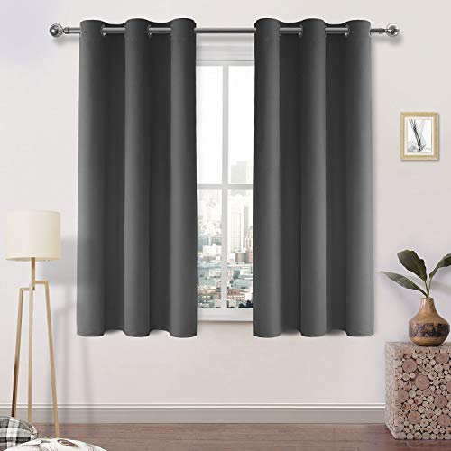 DWCN Blackout Curtains - Bedroom & Living Room Curtains, Eyelet Grey, Thermal, 46 x 54 Inch, 2 Panels