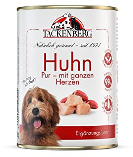 TACKENBERG 6 x 400 g (2,4 kg) Huhn Pur - mit ganzen Herzen Nassfutter Dose für Hunde - Hundefutter in Premiumqualität - natürlich getreidefrei