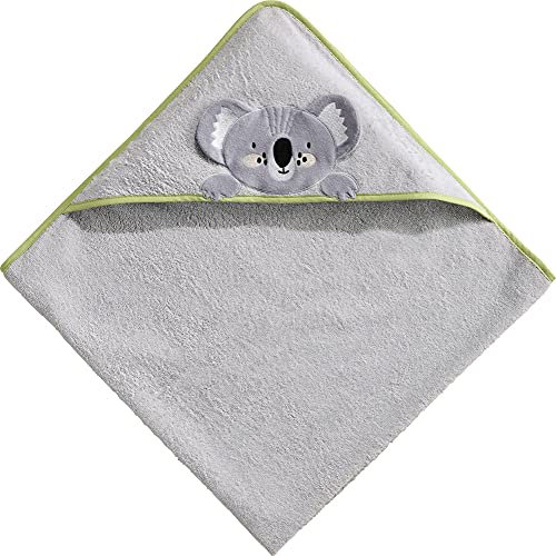 Erwin Müller Kinder Kapuzenbadetuch, Kapuzenhandtuch Koala grau-Koala - kuschelweich, saugstark, mit Aufhänger, Tiger in 3D-Optik - Größe 100x100 cm