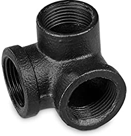 pamo Temperguss Fitting 3-Fach – 3/4 Zoll für DIY Kleiderstange im | Industrial Loft Design | 3-Fach 90° | pulverbeschichtet Wasserrohr in schwarz für Do-It-Yourself Garderobe/Kleiderschrank