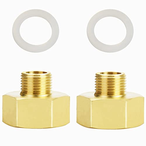 Adaptador reductor Noosverl 2-Pack Brass AG/IG 3/8 macho a 3/4 hembra | Convertidor de conexión de tubería duradero con sello de goma para sistemas de agua/gas/líquidos