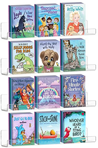 Ecoseao Scaffale sospeso in acrilico trasparente per bambini, da parete, confezione da 4, organizer invisibile per soggiorno, camera da letto, bagno, cucina (34,8 x 5,8 x 7,8 cm)