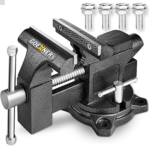 Bench Vise, 4-1/2 Vice for Workbench, Utility Combination Pipe Home Vise with Heavy Duty Forged Steel Construction, Swivel Base Table Vise for Woodworking, Home Workshop Use and DIY Jobs