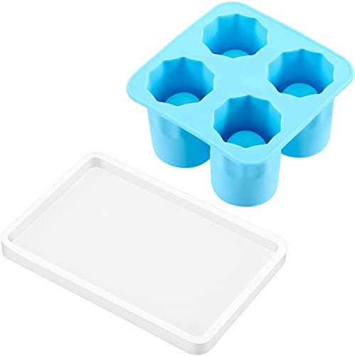 MYSUNBAR Set of 2 Silicone Shot Glass Mould 4 Cavities Resin Shot Glass Ice Chocolate Mould Resin Tray Mould Frozen Whisky Glass Tray Mould for Summer Party Home Kitchen DIY