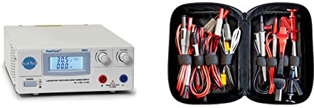 PeakTech Digtial Labornetzteil - Labornetzgerät 0-30V / 0-30A DC, stabilisiert, 1 Stück, P 6160 & h P 8200 – Messzubehör Set für Digital Multimeter, Prüfkabel Set, 14-teilig inkl. Tasche