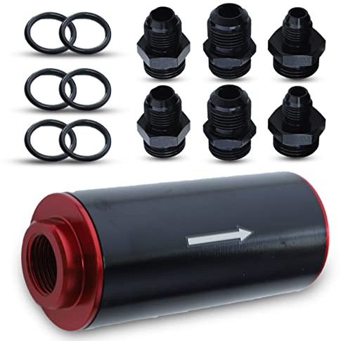 Haishine Kraftstofffilter 100 Mikron mit Adapter 6AN 8AN 10AN Universal 50MM