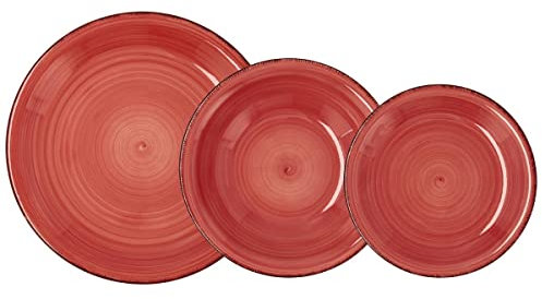 Quid Coral Vita Service de table en céramique 18 pièces 6 personnes Rouge