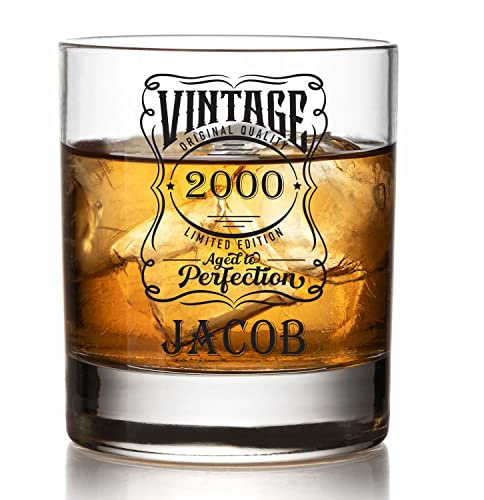 ukgiftstoreonline Personalised Vintage Birthday Whiskey Glass Any Year and Name Gift