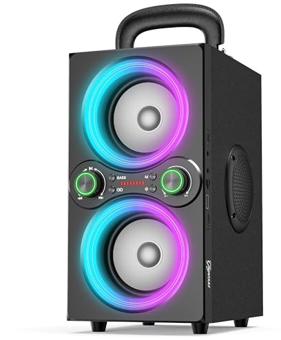 TPyesss Bluetooth-högtalare, 80 W (Peak) trådlös TWS, bärbar Bluetooth-högtalare, beat-drivna lampor, 100 dB hög stereohögtalare med BassUp, högtalare med subwoofer för utomhusbruk, fest, camping