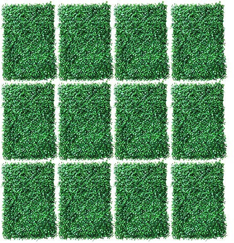 12 paneles de plantas artificiales, plantas artificiales de pared de césped, decoración de pared, seto artificial planta verde para interior y exterior, boda o interior DIY césped, 60 x 40 cm