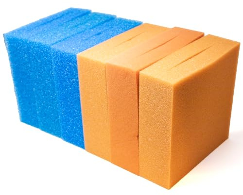 VIALIA 6X Filterschwamm Teichfilter kompatibel mit Oase BioTec 10 | geschlitzt, 25 x 25 x 8 cm, 3X Blau grob 3X Rot fein, Teichfilter Ersatzteile