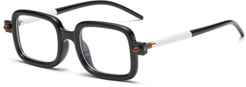 MUTYNE Modische kleine rechteckige Sonnenbrille für Herren und Damen, Brillengestell, UV400-Schutzbrille, Sonnenbrille, Schwarz BK Weiß, Einheitsgröße