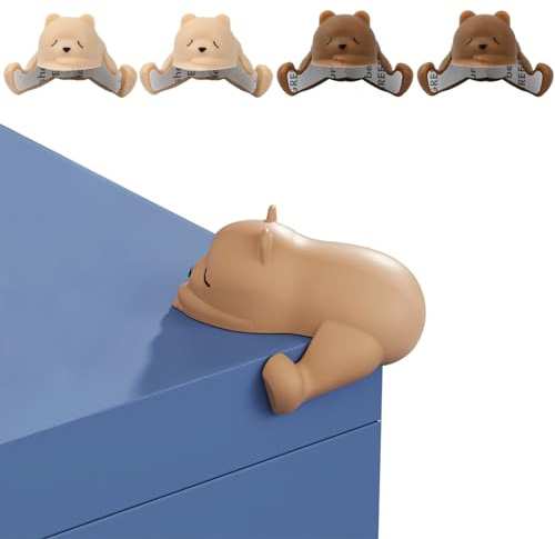 4 Stück Bär Selbstklebender Kantenschutz, Kieselgel Eckenschutz, Eckschutzkanten Süßes, Edge Table Corner Protector, Rückstandslos Entfernbar, Tischschreibtisch Eckenschutz (Aprikose und Kaffee)